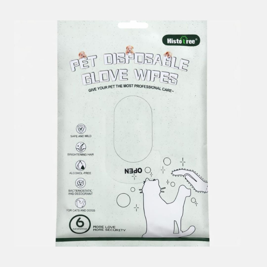 Pet Cleaning Gloves – 6-Pack Disposable Wet Wipes